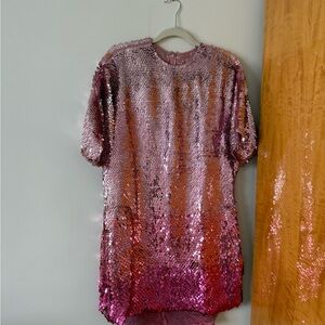 Oscar de la Renta Pink Sequin Mini Dress